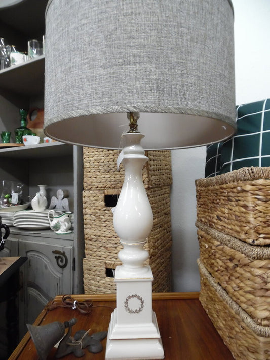 Vintage White and Gold Porcelain Lamp