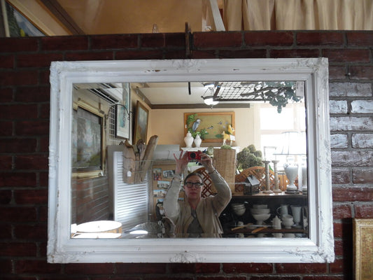 Large White Vintage Mirror