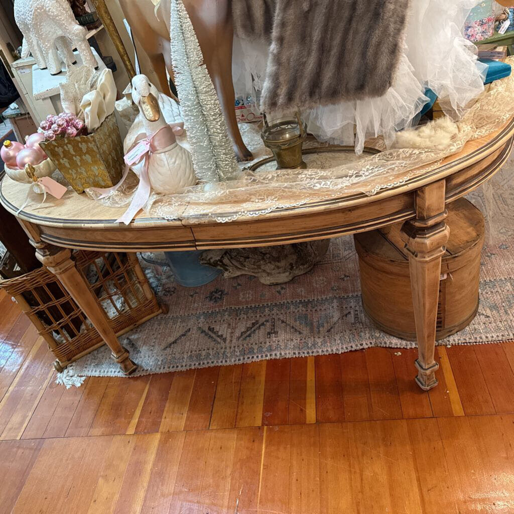 Brown Distressed Oval Dinning Table