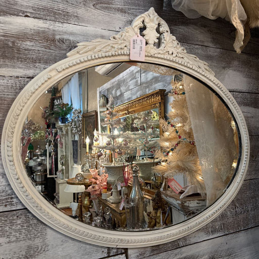 White Oval Mirror